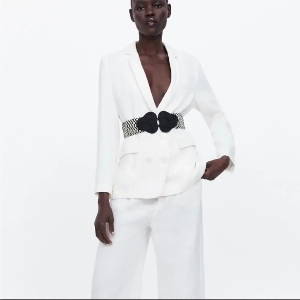 Zara Stretch Belt Black and Cream Med/Large